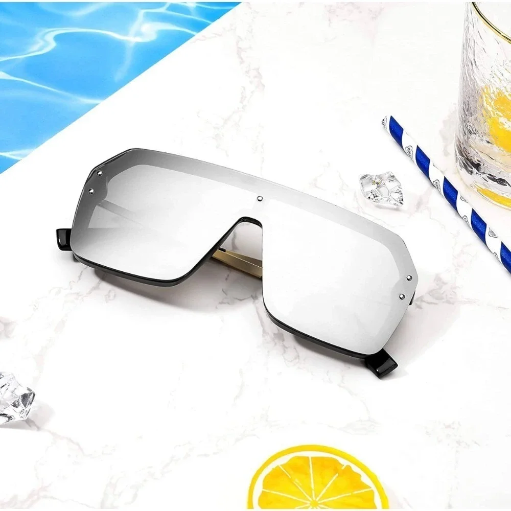 Sunglasses Men Silver‎ Mirrored Lens Fashion Rimless Retro Beach Street Wear New